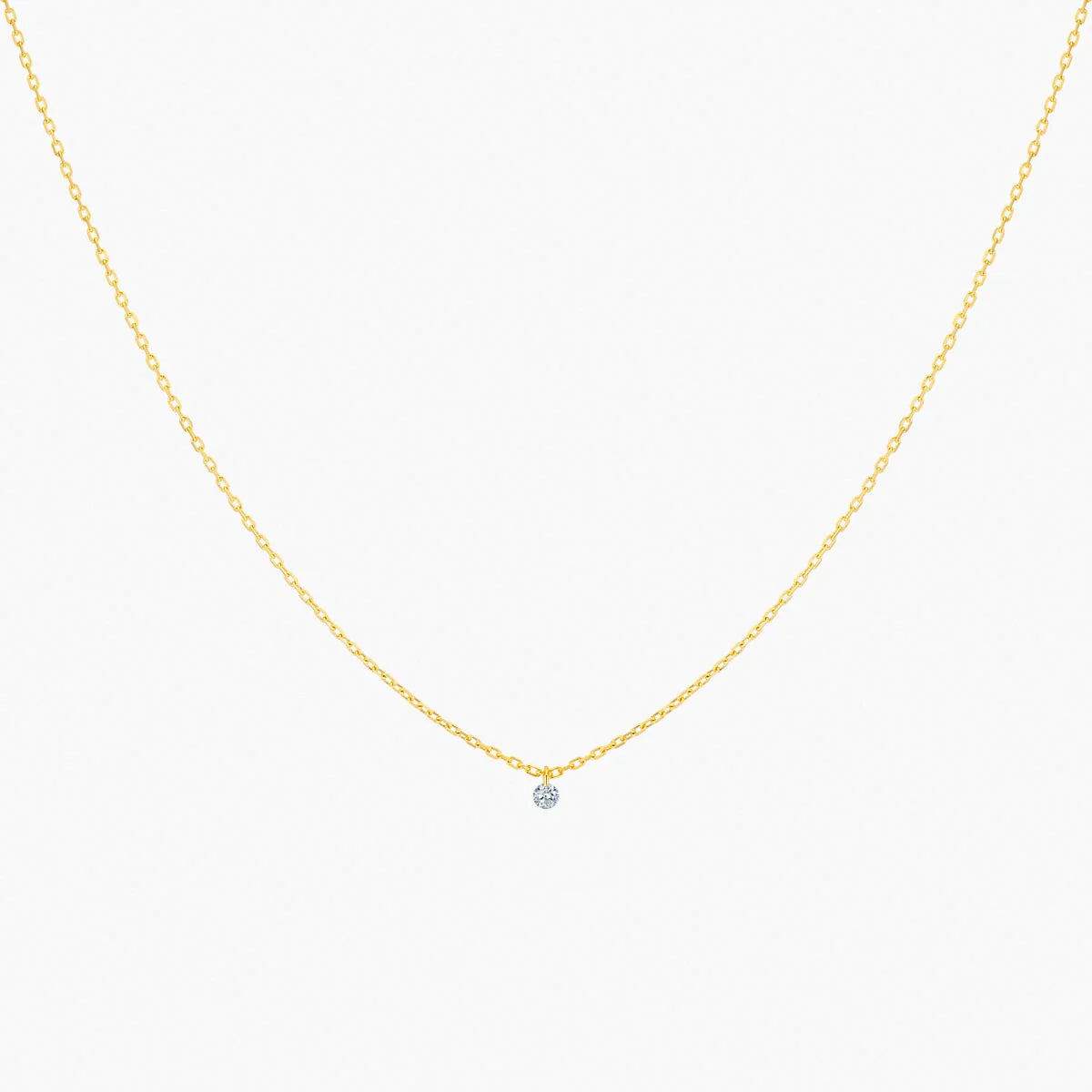 Collier 360° or jaune solitaire diamant 0.07ct
