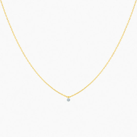 Collier 360° or jaune solitaire diamant 0.07ct