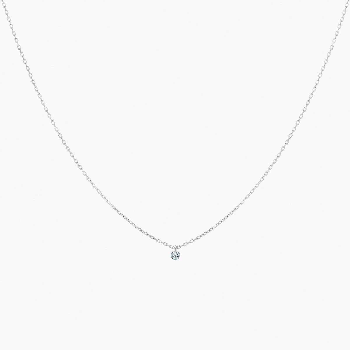 Collier 360° or blanc solitaire diamant 0.10ct