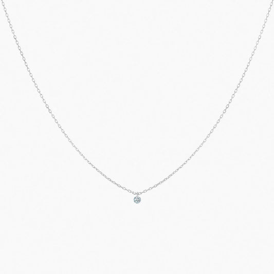 Collier 360° or blanc solitaire diamant 0.10ct