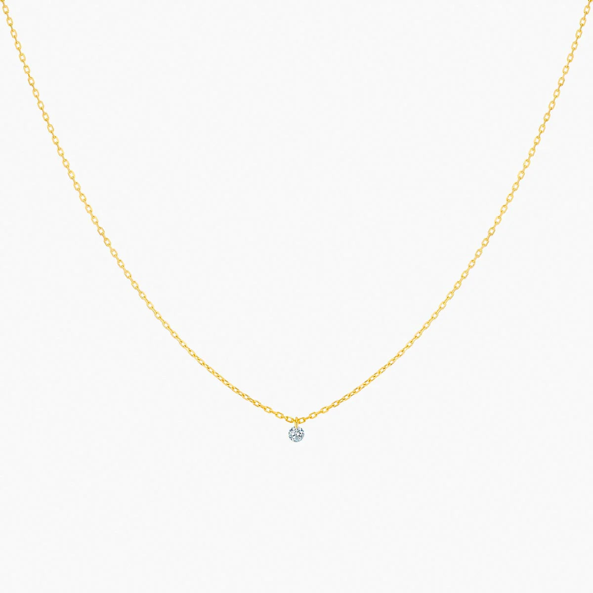 Collier 360° or jaune solitaire diamant 0.10ct