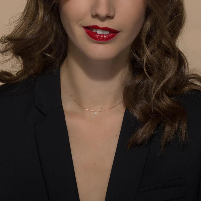 Collier 360° or jaune solitaire diamant 0.10ct