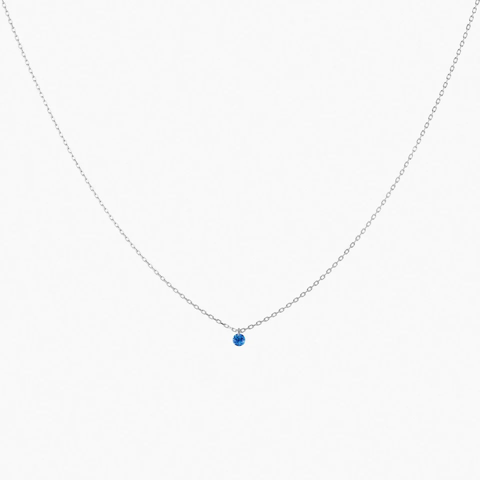 Collier Mini Confetti or blanc saphir bleu 0.15ct