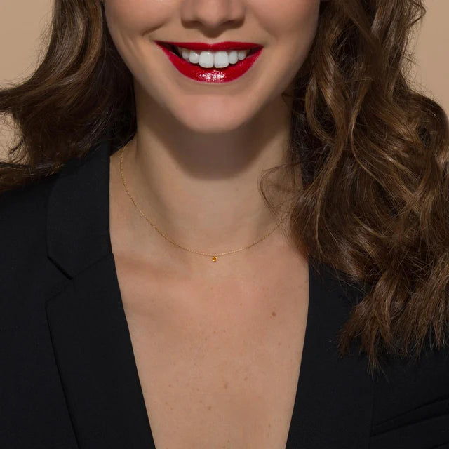 Collier Mini Confetti or jaune saphir orange 0.15ct