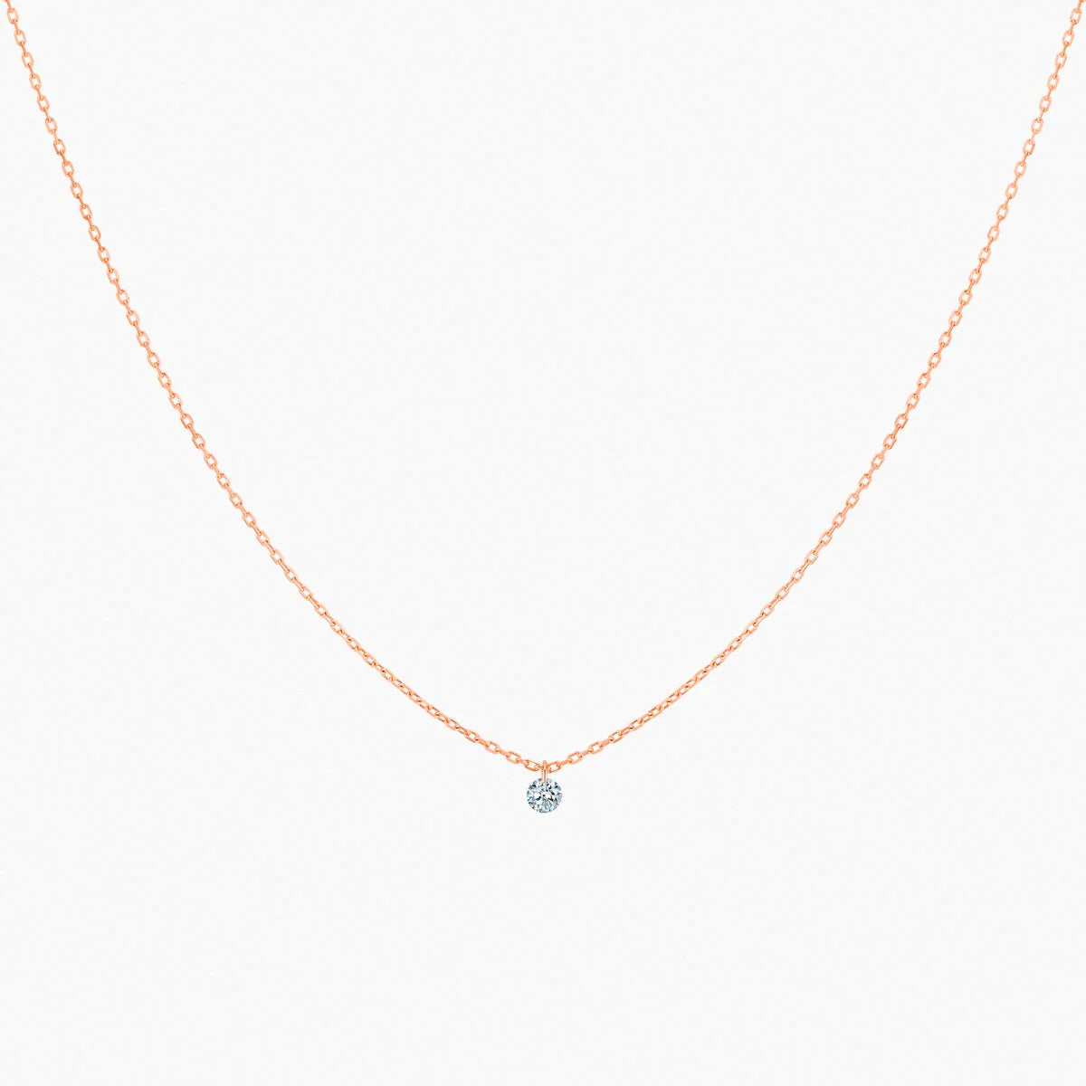 Collier 360° or rose solitaire diamant 0.20ct