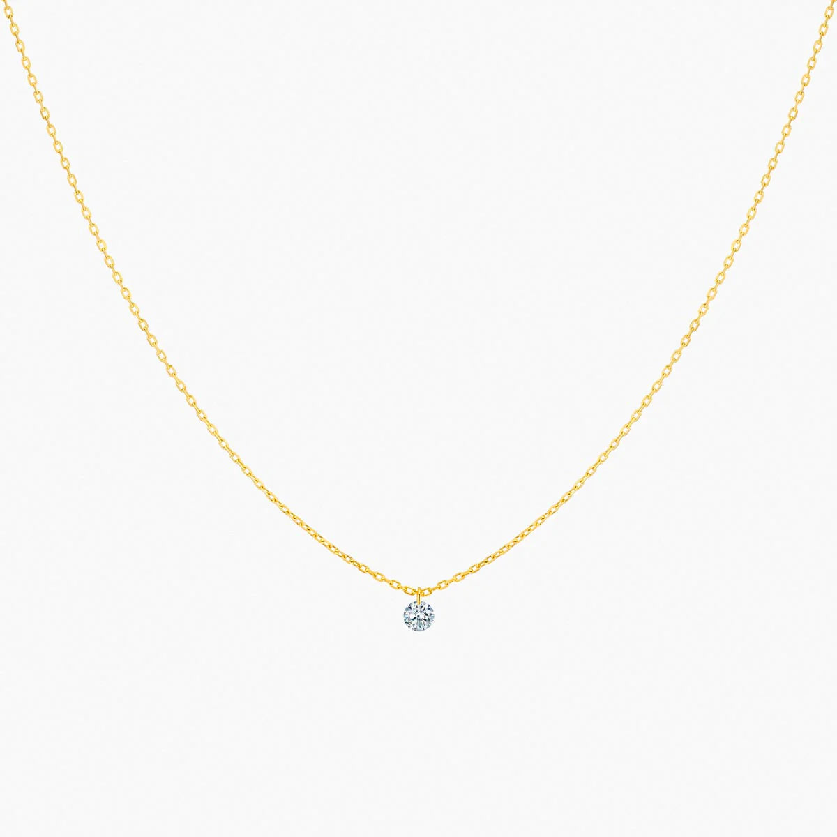 Collier 360° or jaune solitaire diamant 0.30ct