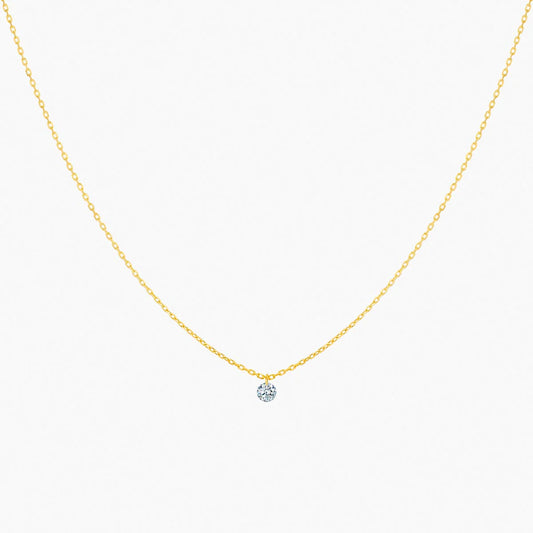Collier 360° or jaune solitaire diamant 0.30ct