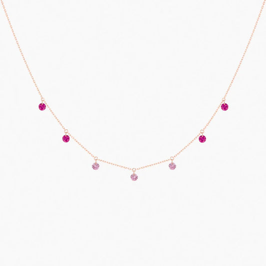 Collier Confetti or rose rubis et saphirs roses 0.90ct