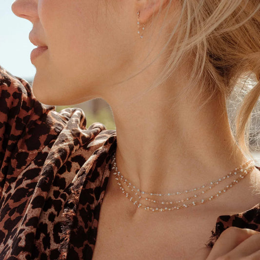 Collier Gigi Classique Opale or blanc 42cm
