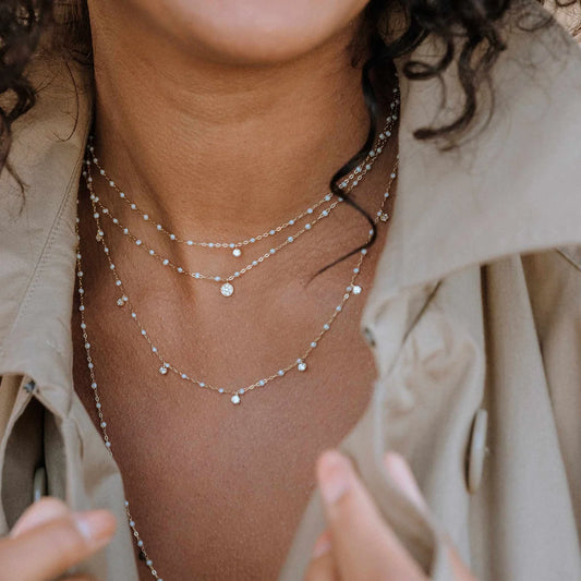 Collier Gigi Suprême Opale or jaune 1 diamant 42cm