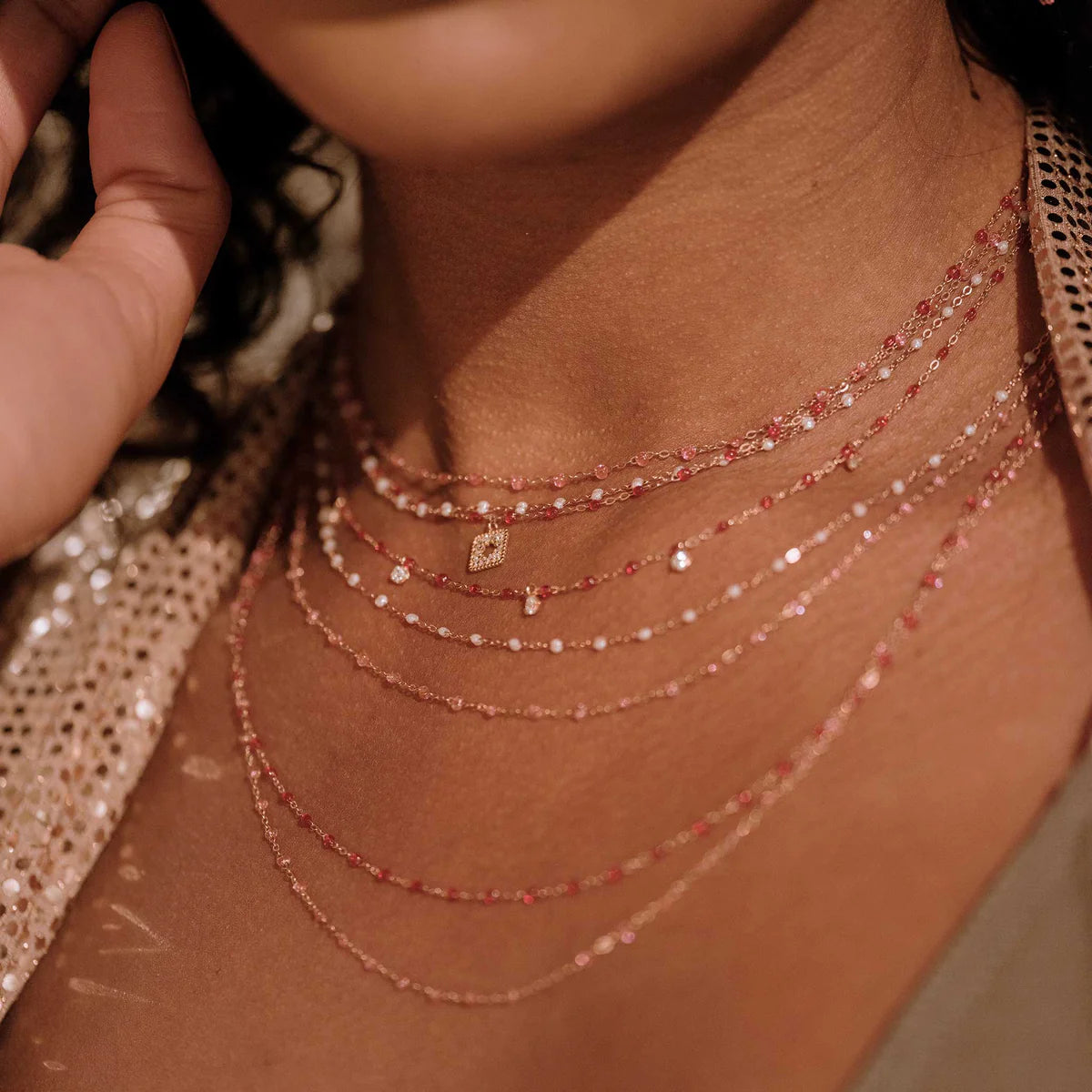 Collier Gigi Classique Rosée or jaune 42cm