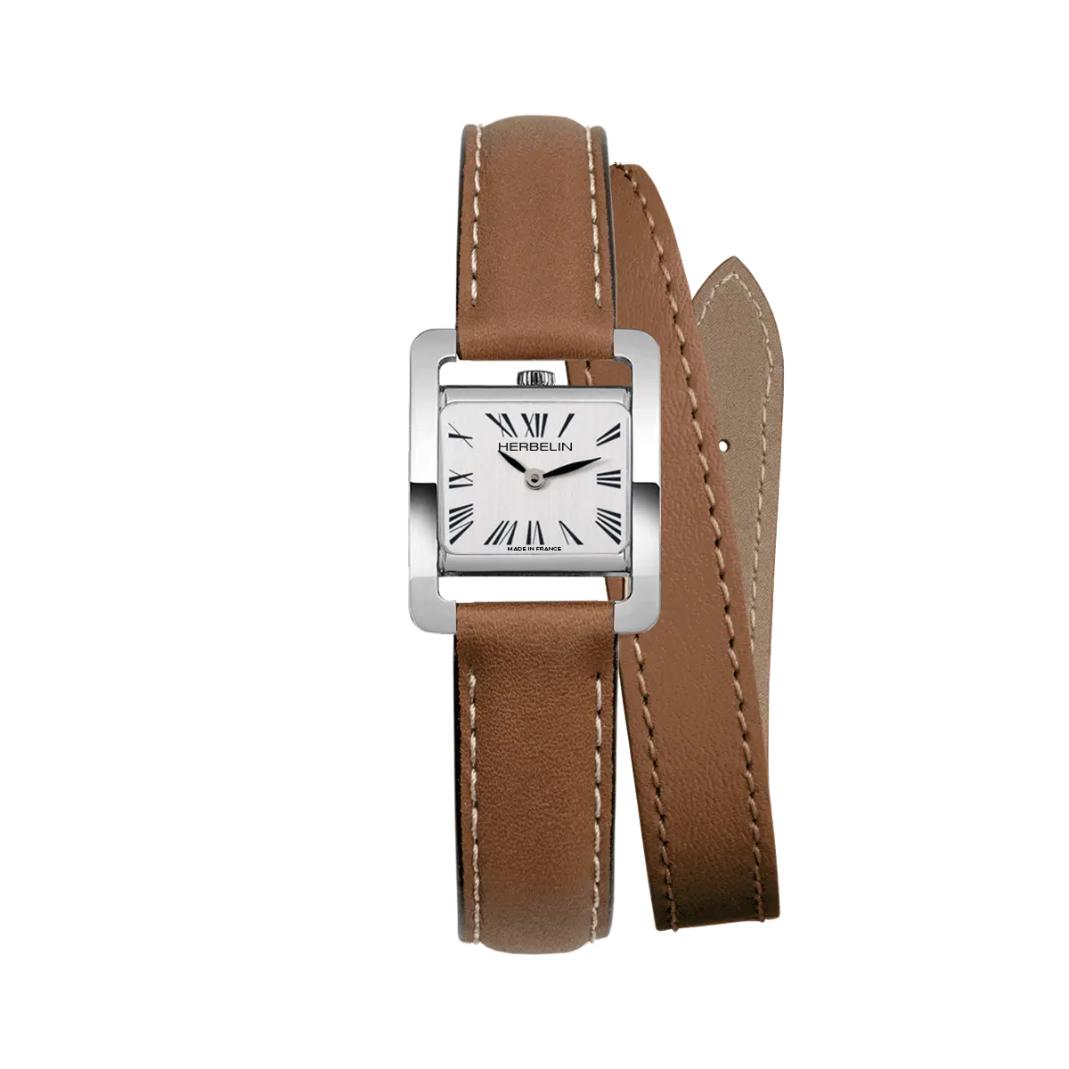 Montre V Avenue acier et cuir double tour