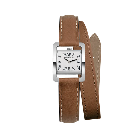 Montre V Avenue acier et cuir double tour