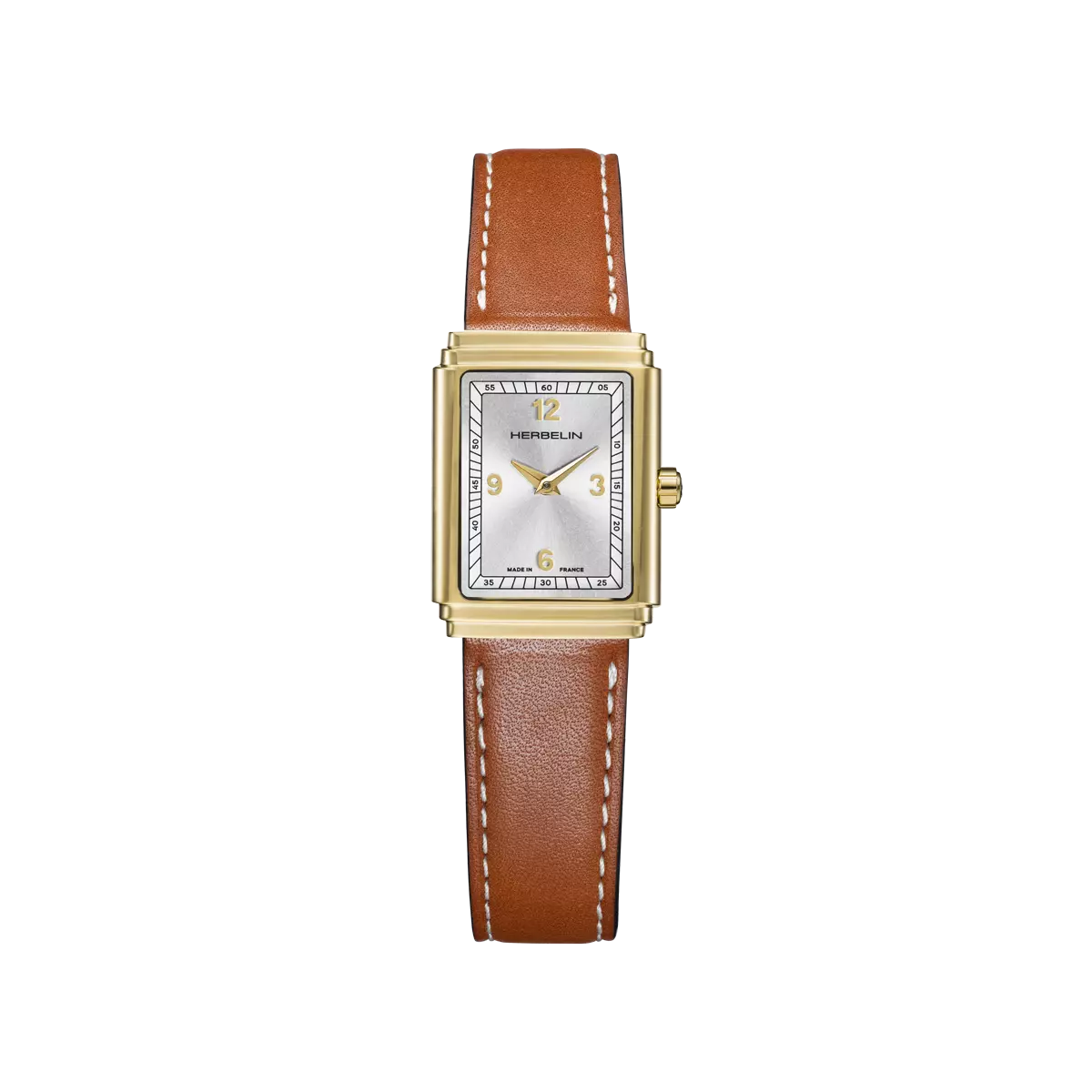 Montre Art Déco PVD doré et cuir
