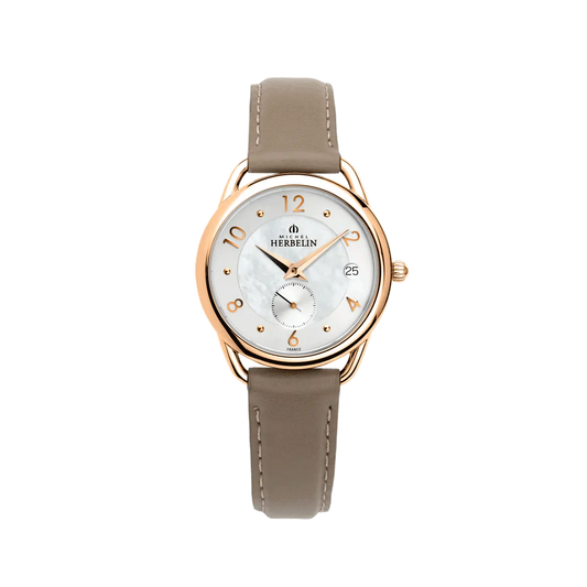 Montre Equinoxe PVD rose et cuir