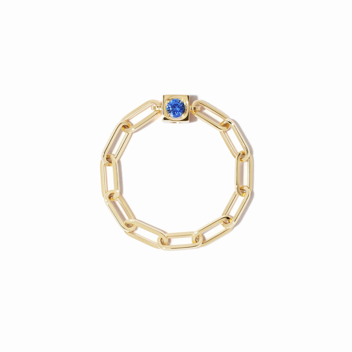 Bague Le Cube Diamant or jaune et saphir bleu