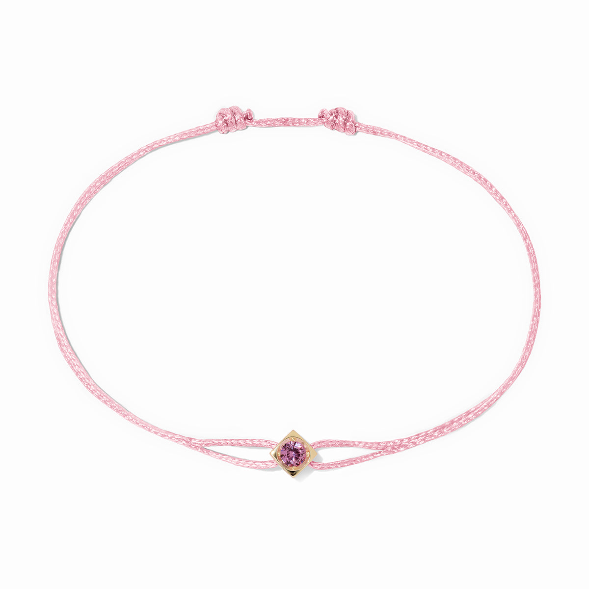 Bracelet sur cordon Le Cube Diamant or jaune et saphir rose