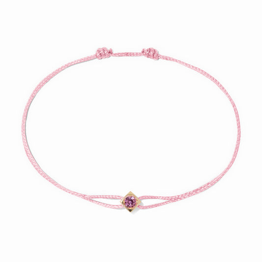 Bracelet sur cordon Le Cube Diamant or jaune et saphir rose