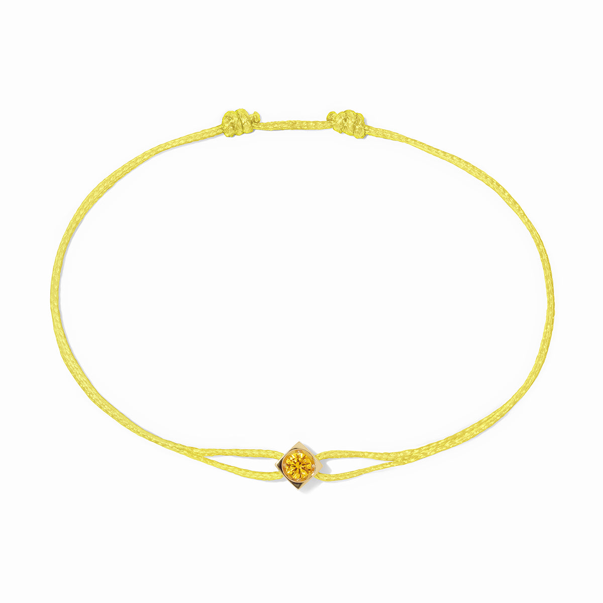 Bracelet sur cordon Le Cube Diamant or jaune et saphir jaune