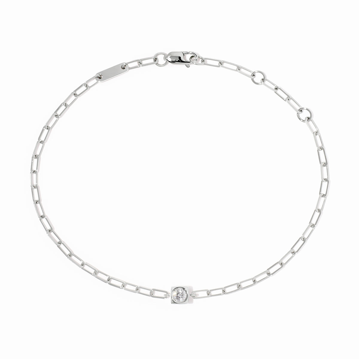 Bracelet sur chaine Le Cube Diamant or blanc et diamant
