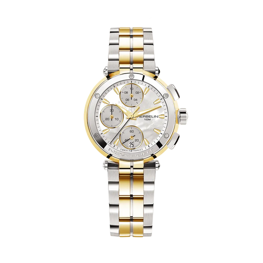 Montre Newport chronographe bicolore et nacre