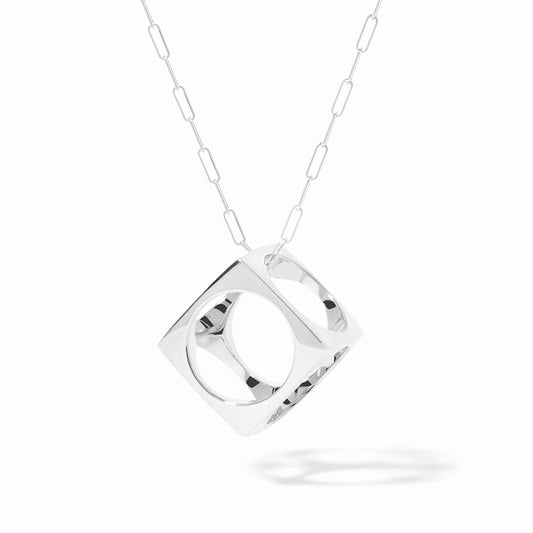 Pendentif sur chaine Le Pavé grand modèle argent