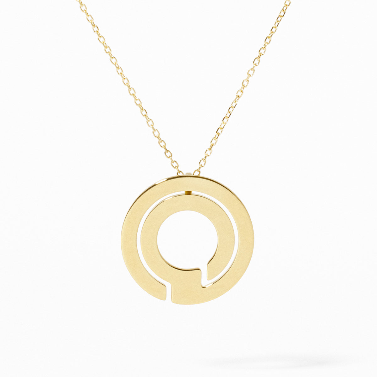 Pendentif sur chaine Seventies 19mm or jaune 18Kt