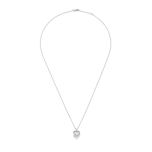 Pendentif Double Coeurs R10 or blanc 18Kt et diamants