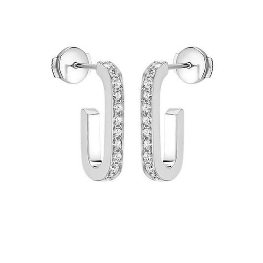 Boucles d'oreilles Maillon L or blanc 18Kt et diamants