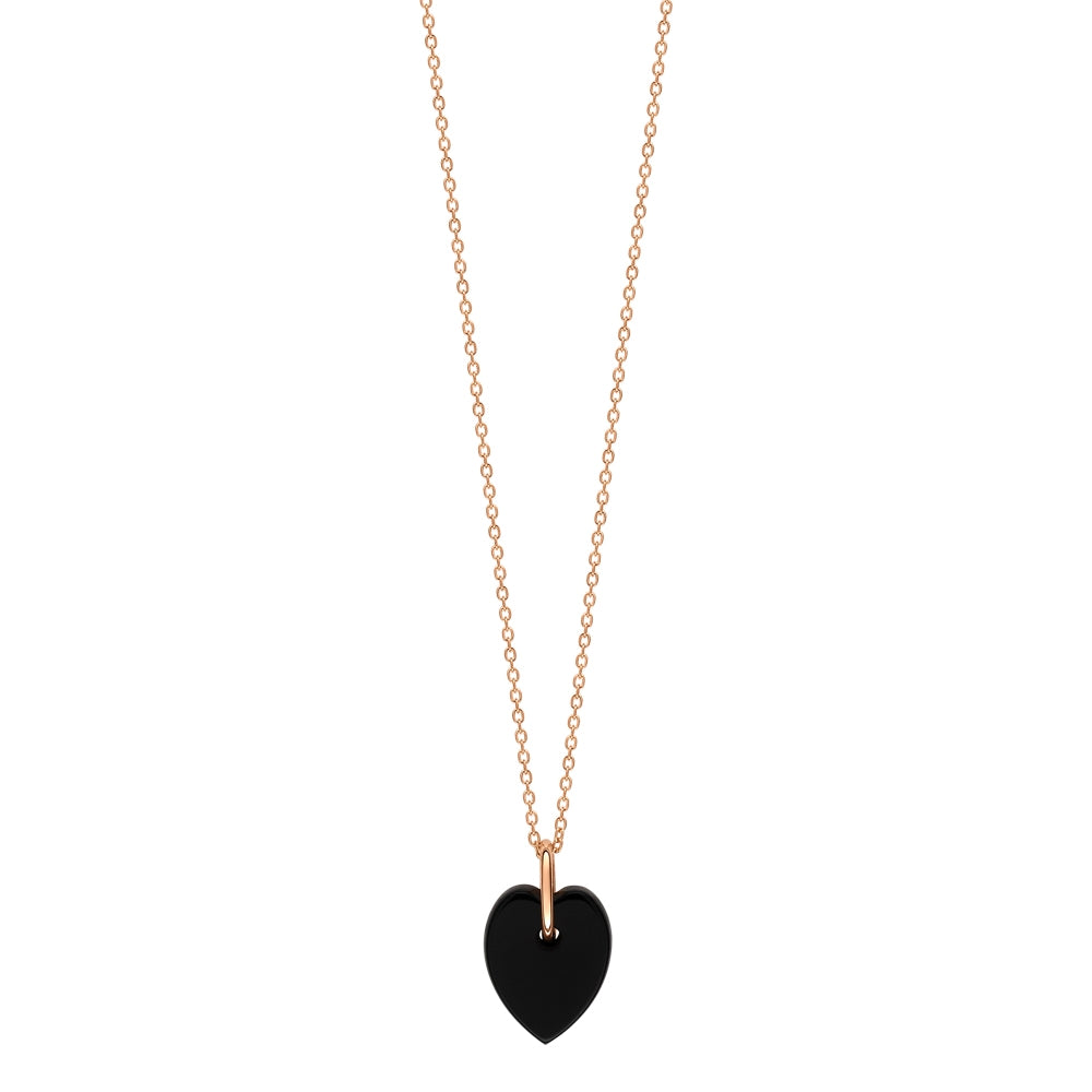 Collier Angele Mini Heart onyx or rose 18Kt