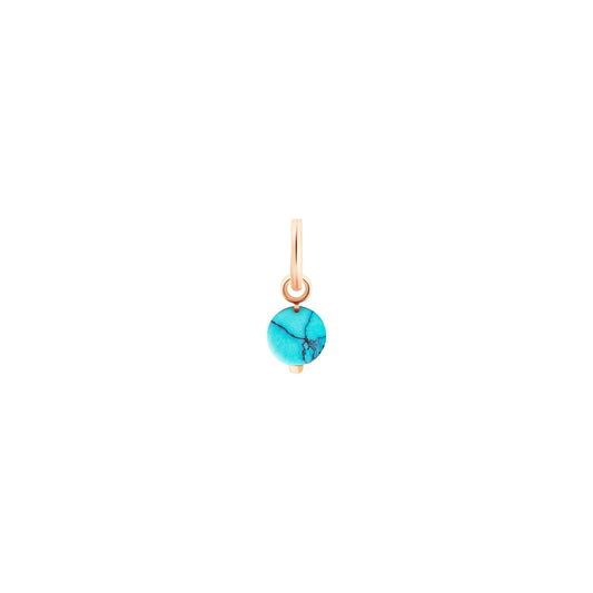 Pendentif Turquoise Tiny Bead Charm or rose 18Kt