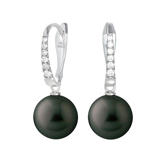 Boucles d'oreilles Timeless or blanc 18Kt perles des Mers du Sud et diamants