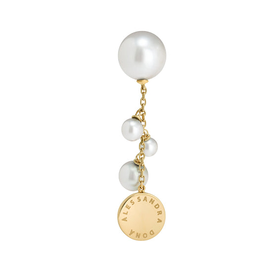 Mono boucle Love Affair or jaune 18Kt perles Akoya