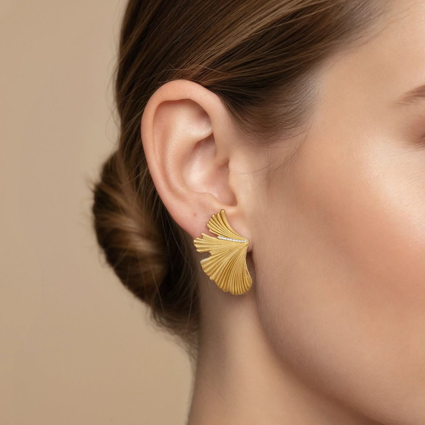 Boucles d'oreilles Fanora PVD doré et diamants grand modèle