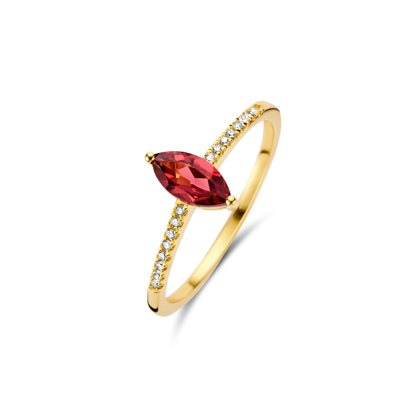 Bague Hope PVD doré, pyrope et diamants