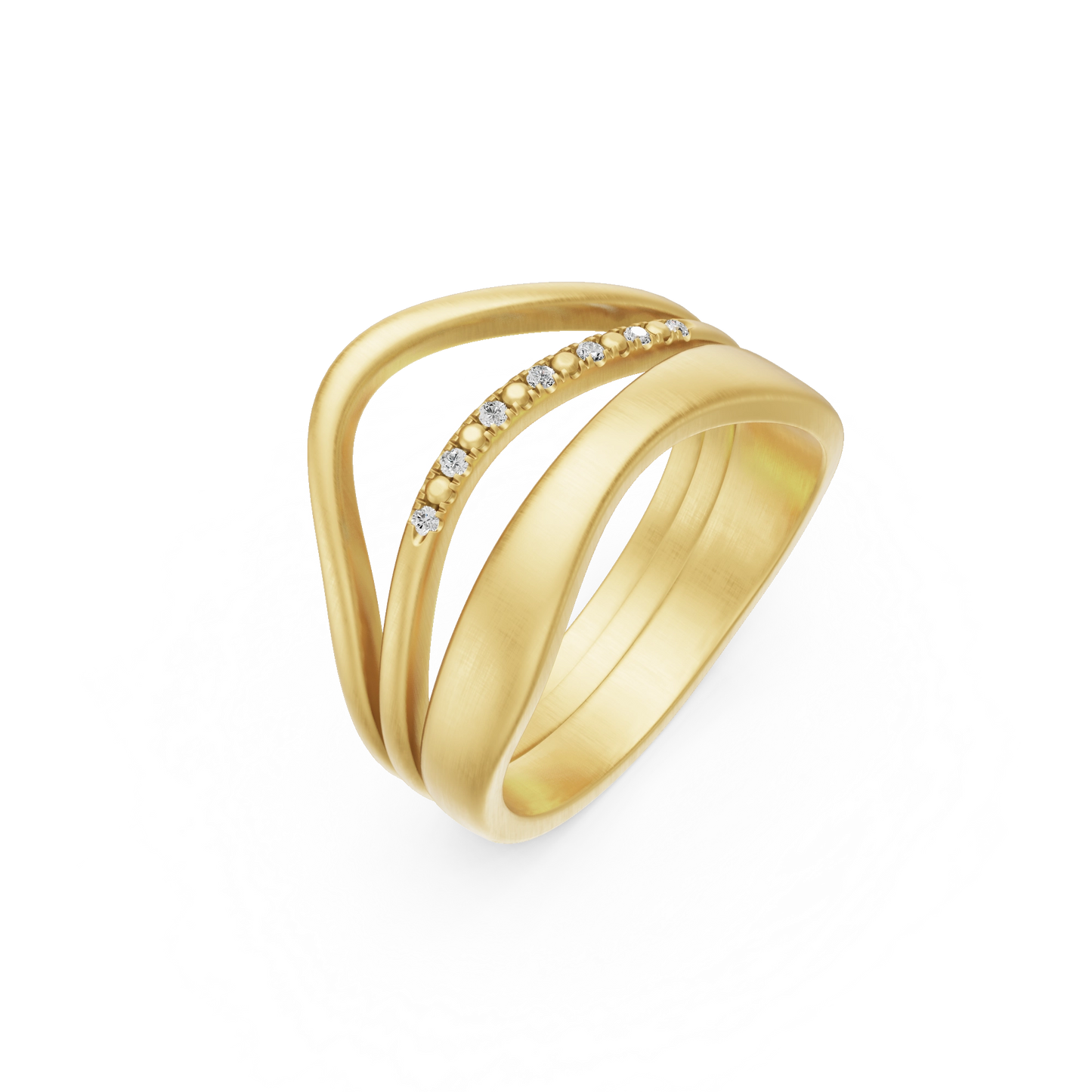 Bague Loren PVD doré et diamants