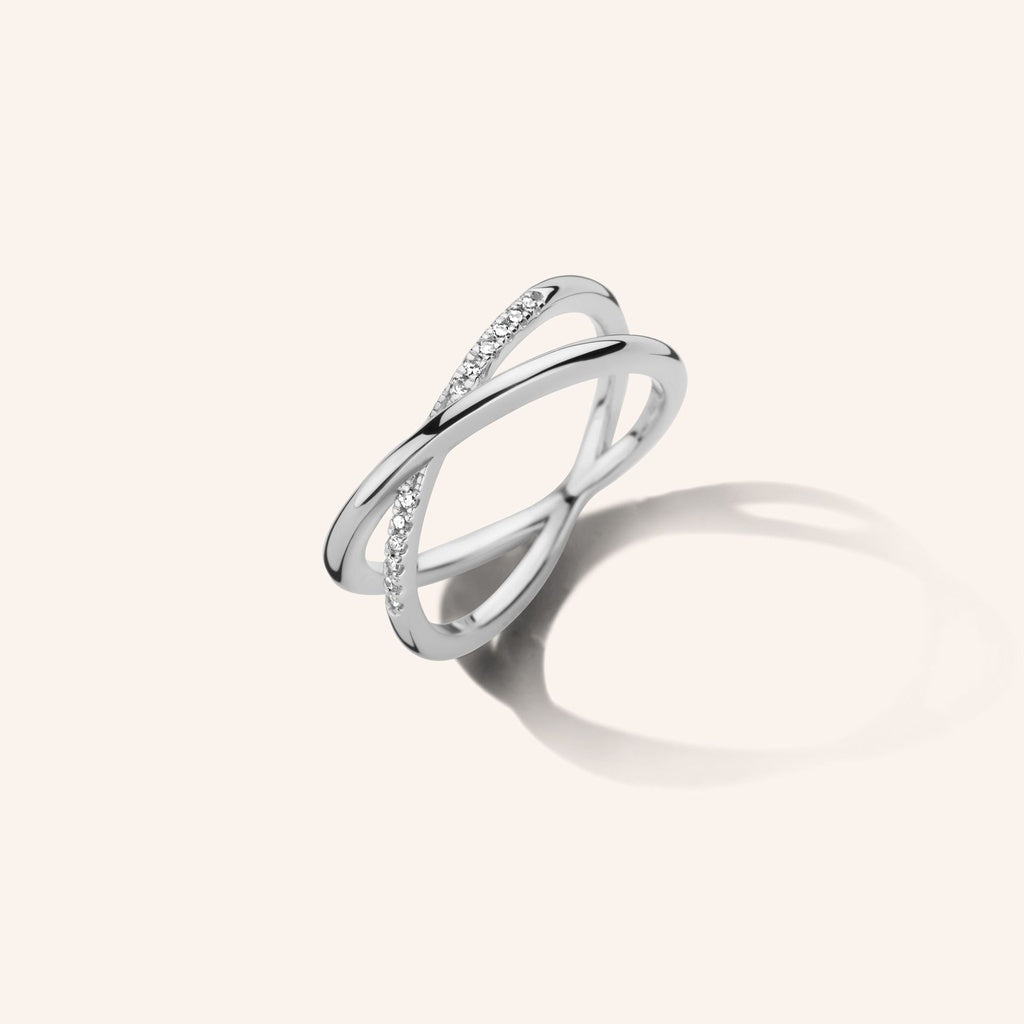 Bague Crossover argent et diamants