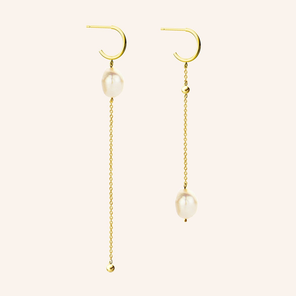 Boucles d'oreilles Audrey PVD doré et perle d'eau douce baroque