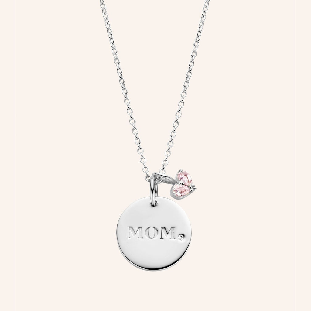 Pendentif MOM argent et quartz rose