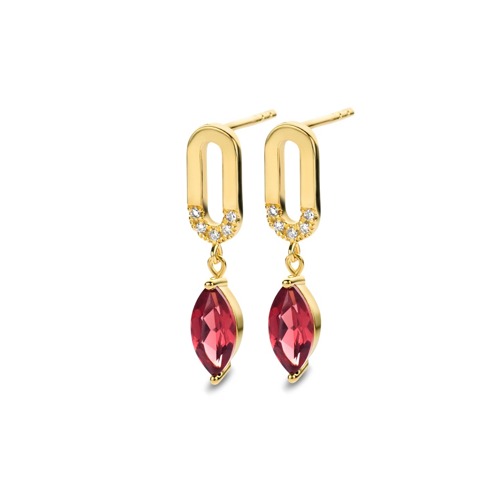 Boucles d'oreilles Hope PVD doré, grenats et diamants