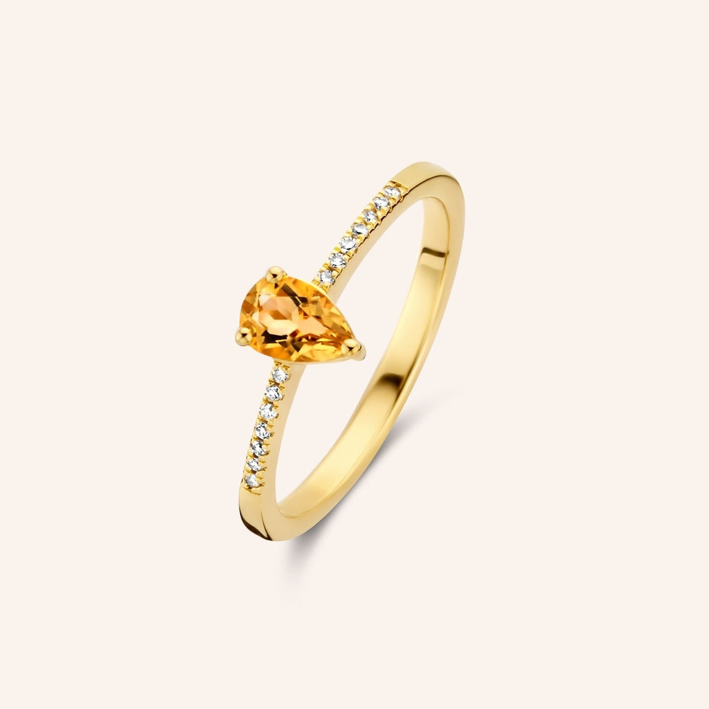Bague Felice PVD doré, citrine et diamants