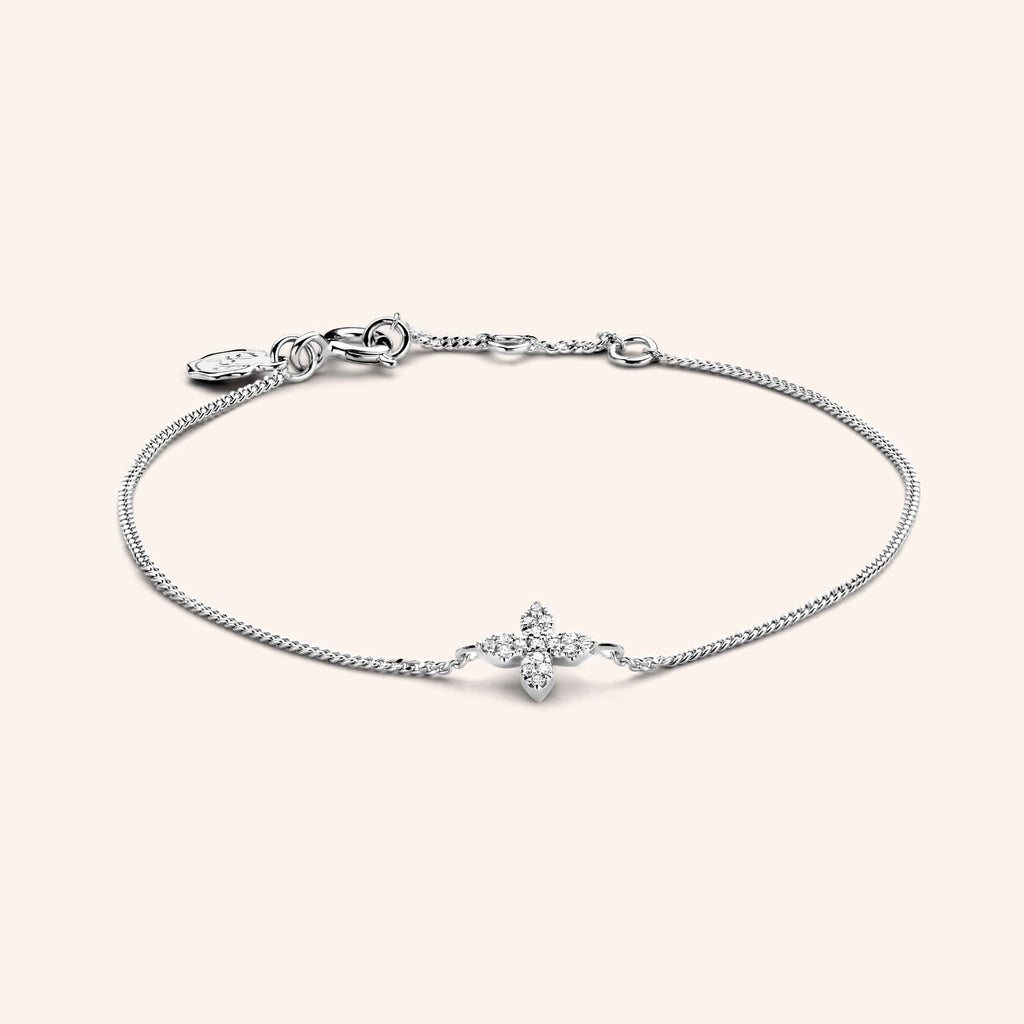Bracelet Little Flower argent et diamants