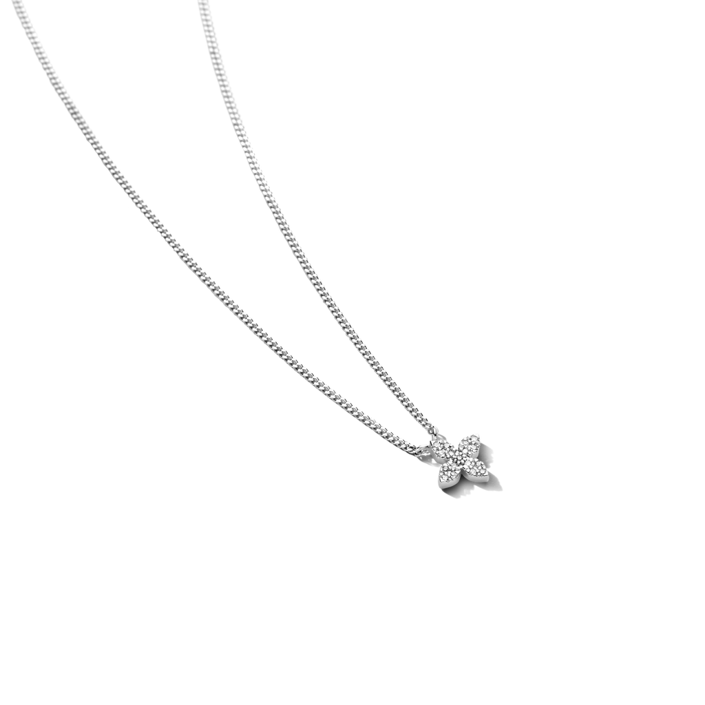 Pendentif Little Flower argent et diamants