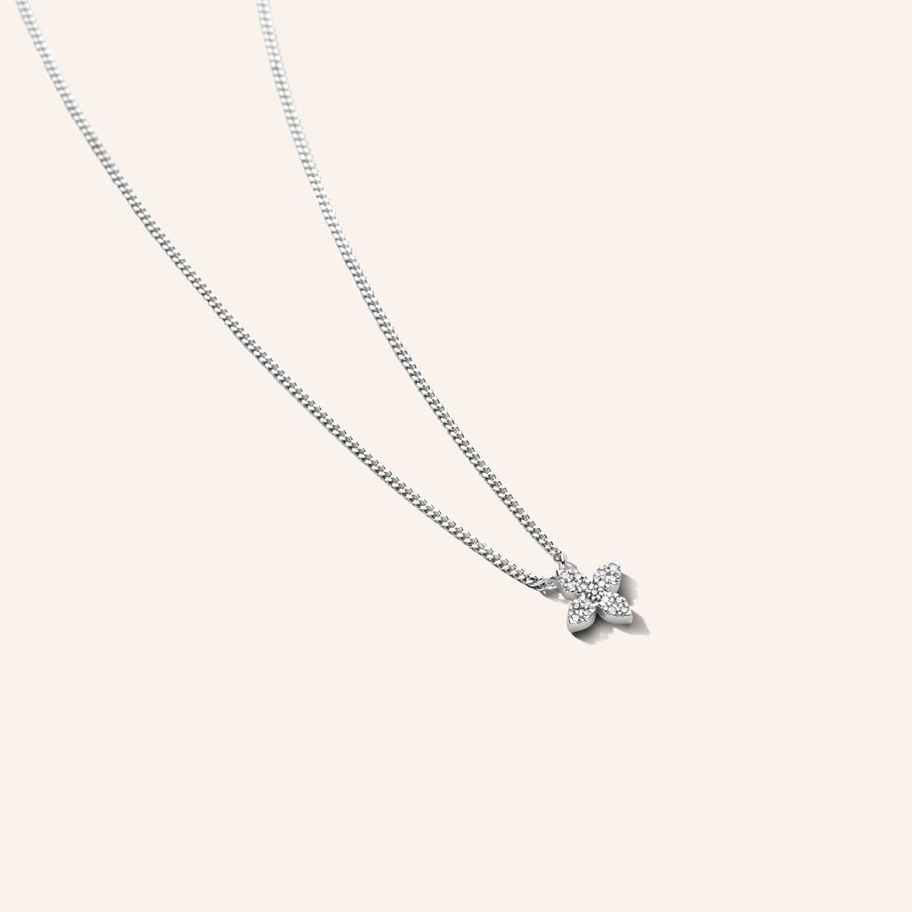 Pendentif Little Flower argent et diamants