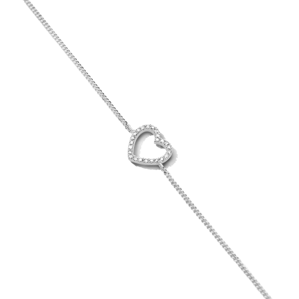 Bracelet Heart Chain argent et diamants