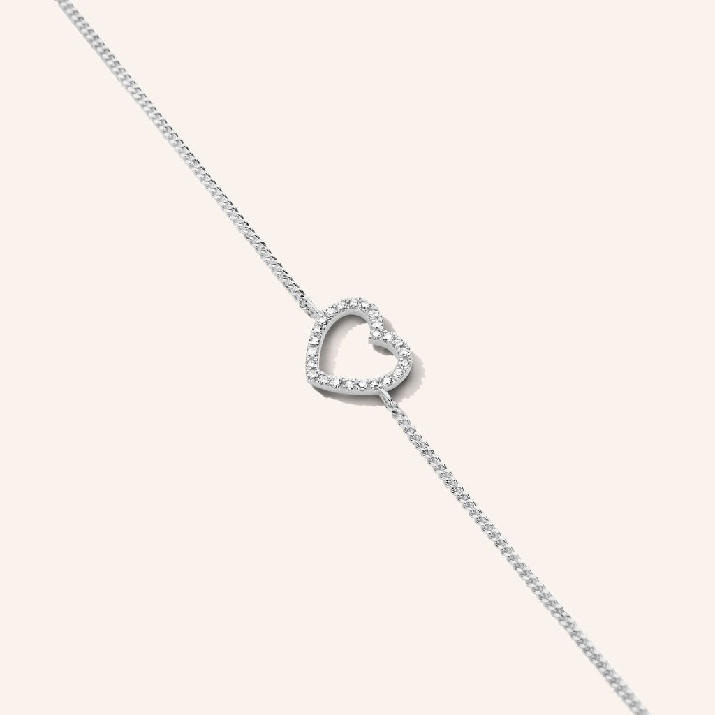 Bracelet Heart Chain argent et diamants