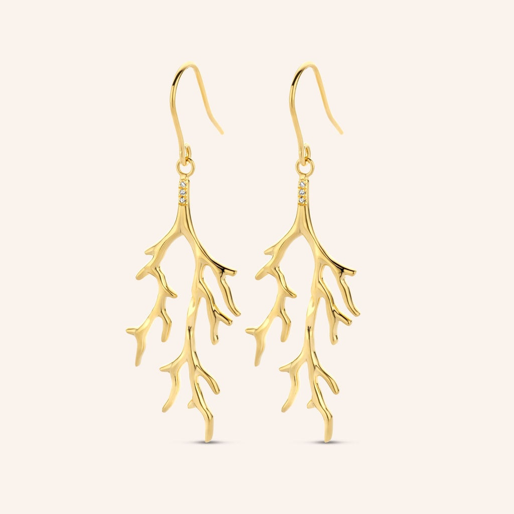 Boucles d'oreilles Twiggy PVD doré et diamants