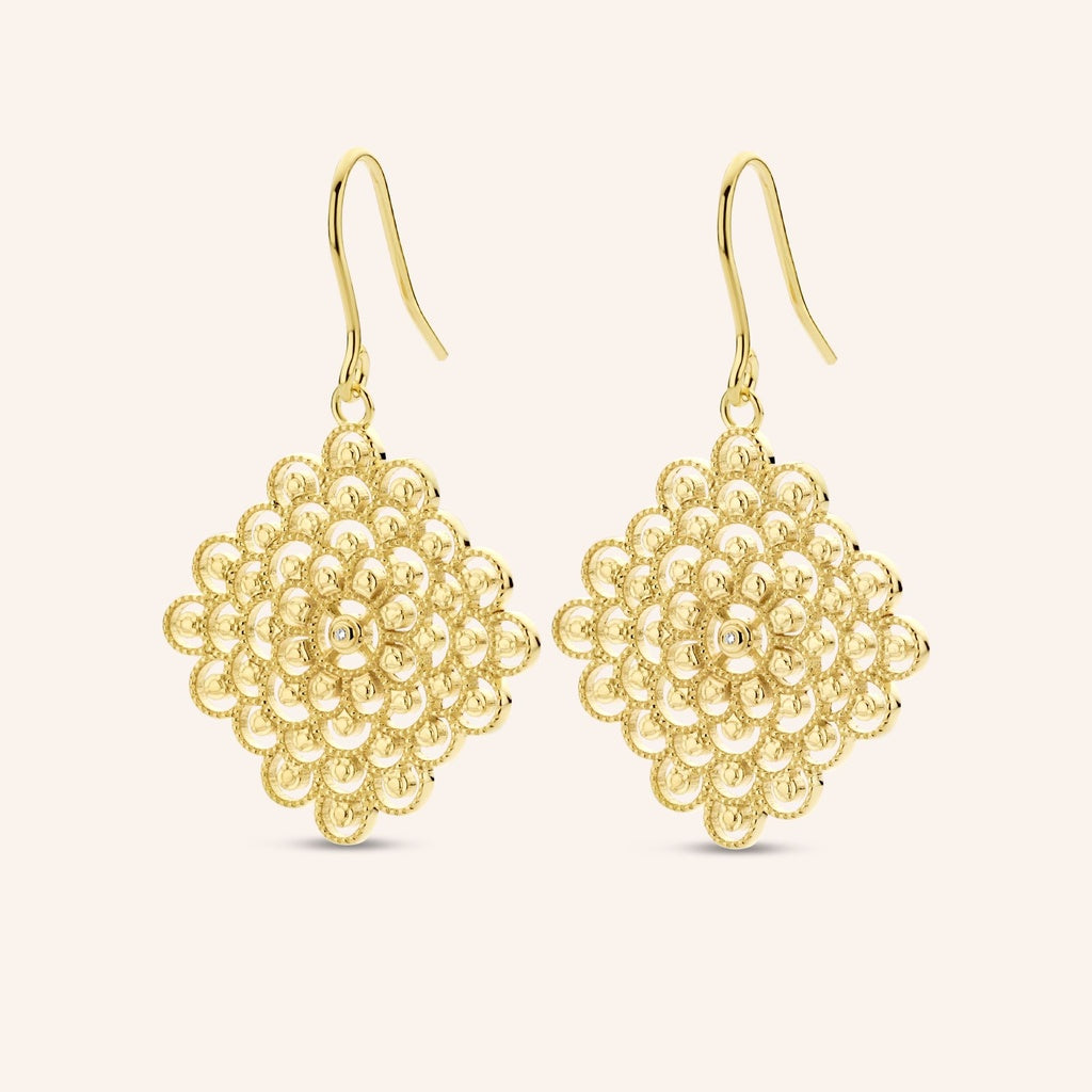 Boucles d'oreilles Blessed PVD doré et diamants