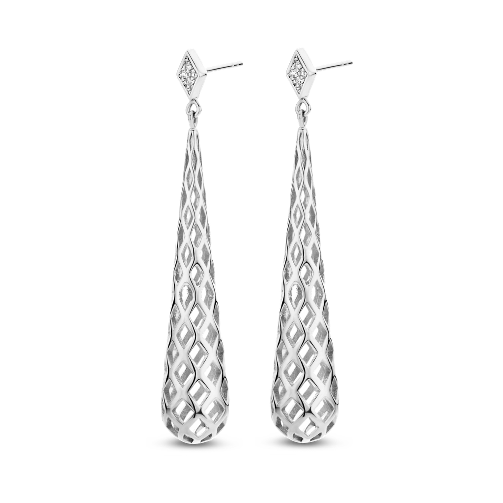 Boucles d'oreilles Splash argent et diamants