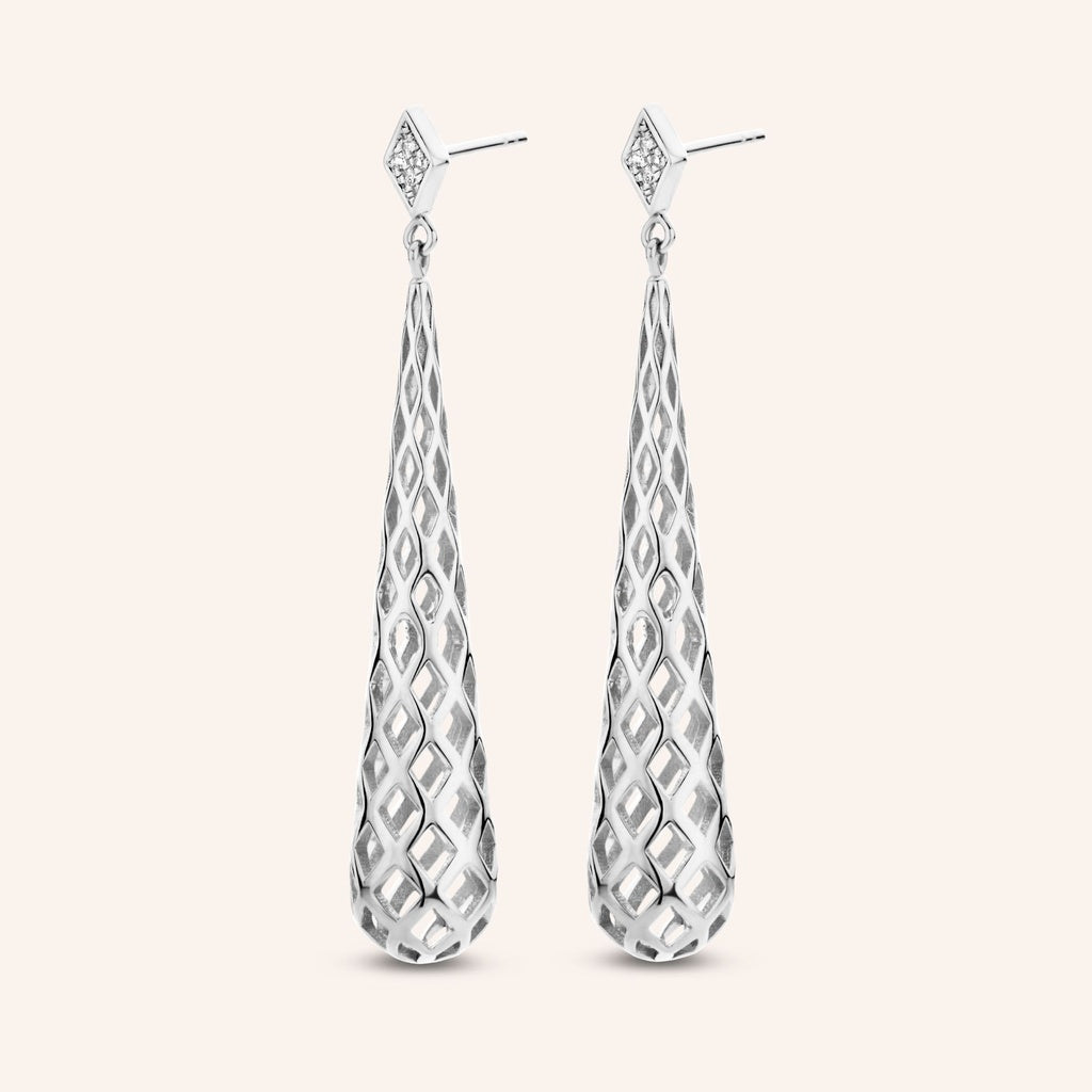 Boucles d'oreilles Splash argent et diamants